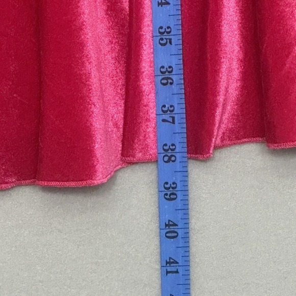 See and Be Seen Women Dress L Cassini Hot Pink Velvet Shift Ruffle Hem Retro - Picture 14 of 16